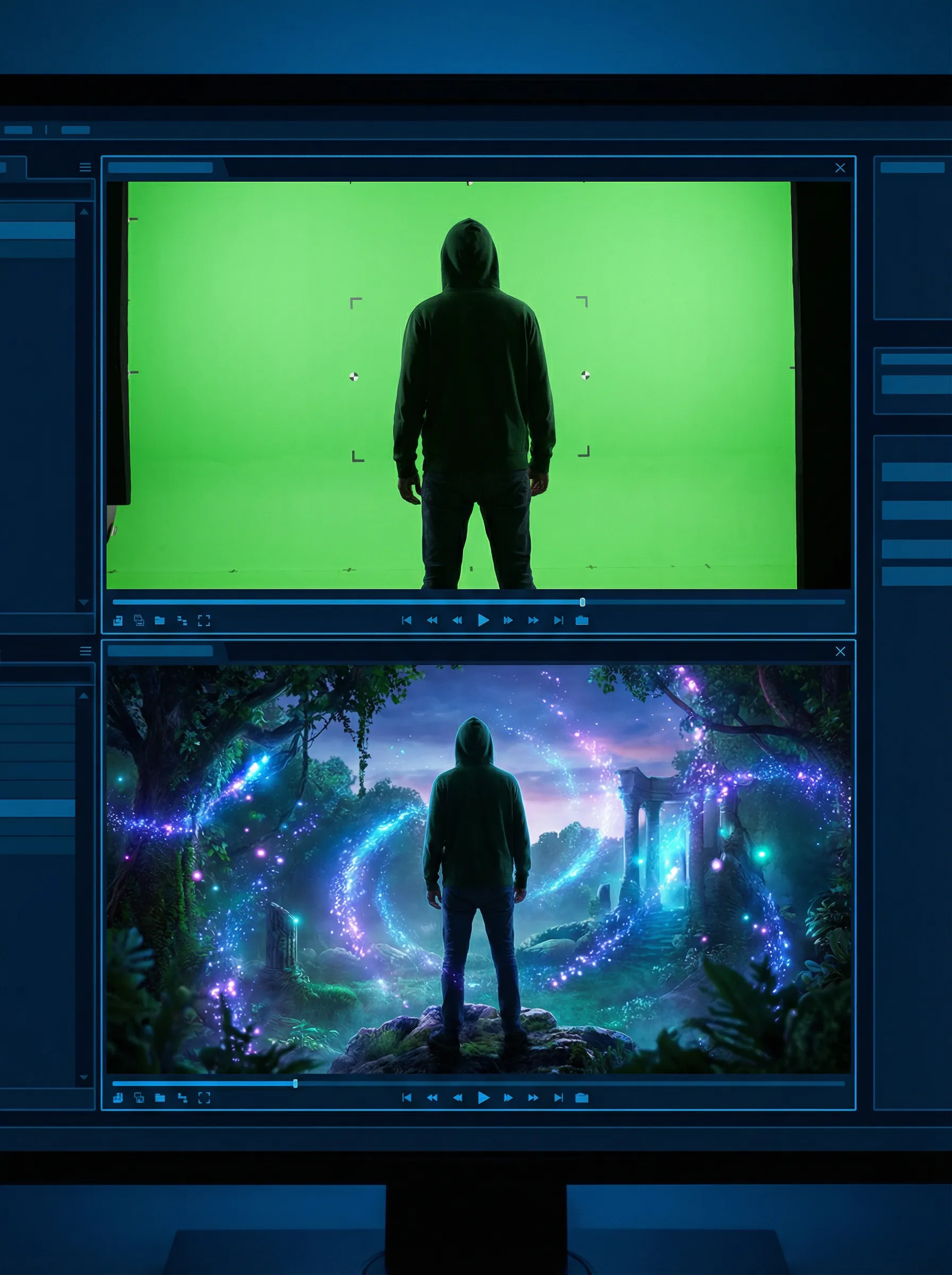 91视频 绿幕抠图合成 - 奇幻场景VFX特效